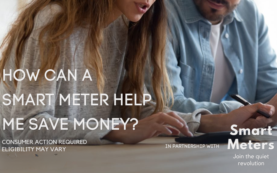 "How can a smart meter help me save money?" "consumer action required eligibility may vary" "In partnership with Smart Meters, Join the quiet revolution"