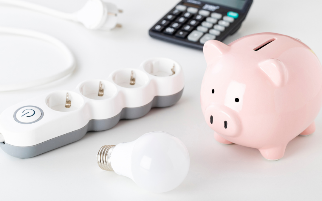 Piggy bank and light bulb showing how having an all electric household can save you money.
